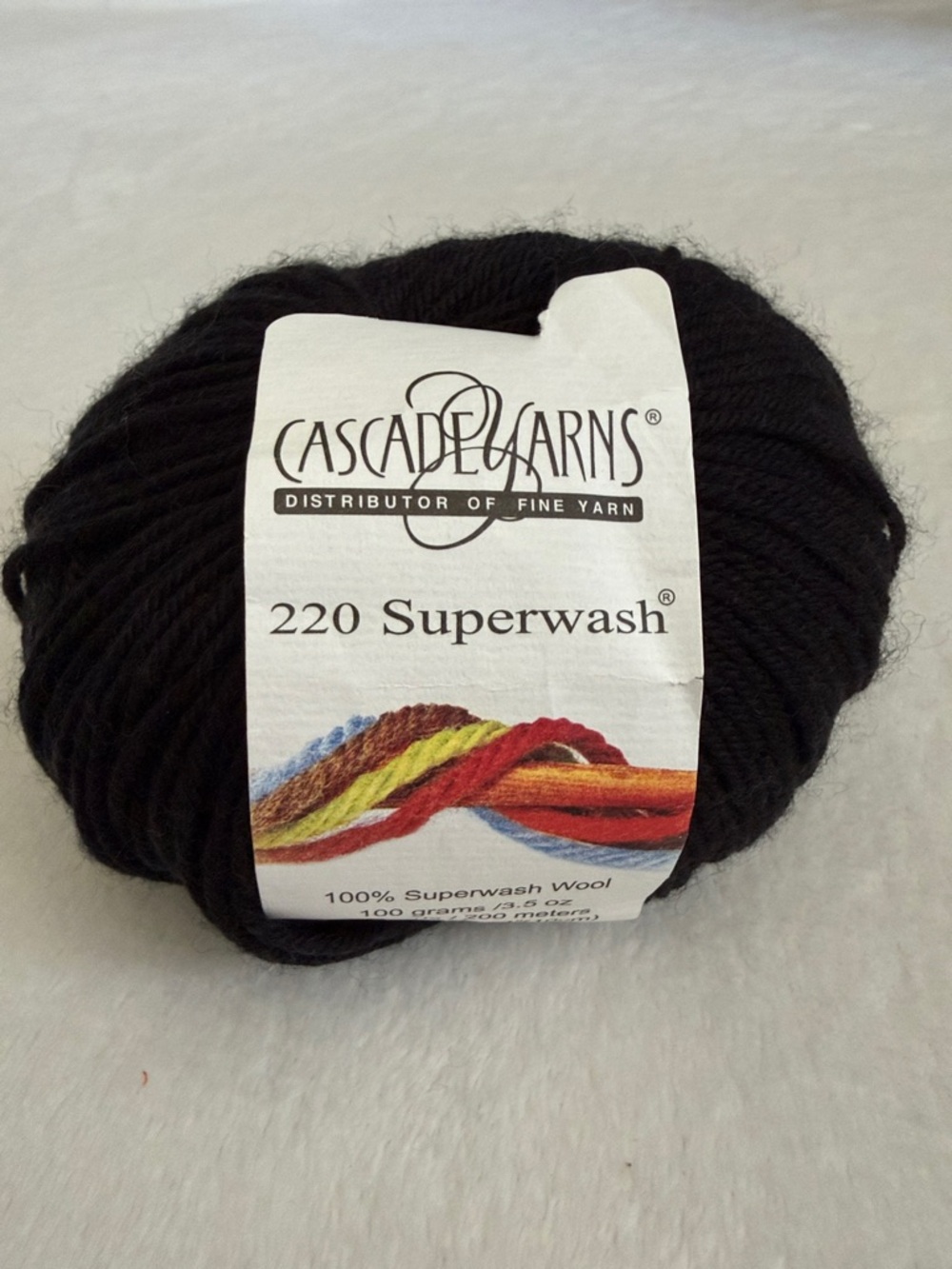 {NWT} Cascade Yarns | 220 Superwash 100% Wool Yarn 815 Black 17030131
